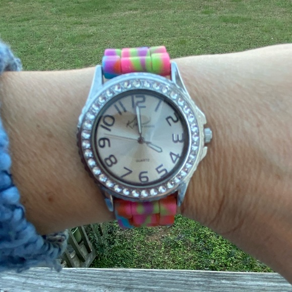 Kim Rogers pastel rainbow watch w/ crystal accents - Picture 1 of 7